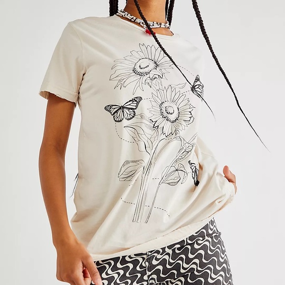 Free People Midnight Rider Sunflower Tee - XS, Birch - Picture 2 of 7
